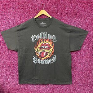 Rolling Stones Flaming Tattoo Tongue Graphic T-Shirt 2XL